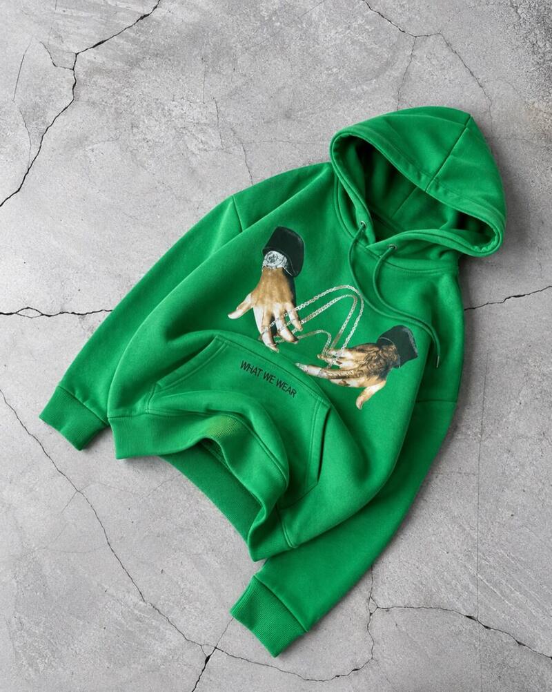Hoodie jeshile me grafikë – foto produkti